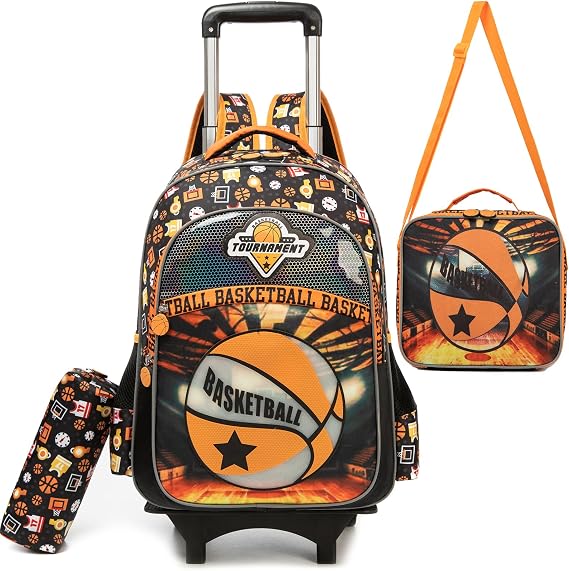 Kids Rolling Backpack for Boys Backpack with Wheels for School Backpacks for Boys Kids Bookbag for Primary Middle School with Lunch Box Set