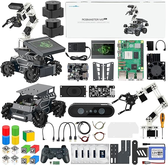 Yahboom ROS2 Robot RPi5 16GB with Mecanum Wheel Support Multimodal AI Large Model, AI Voice Interaction, Vision Recognition (with Display-Pi5-16GB Ver)