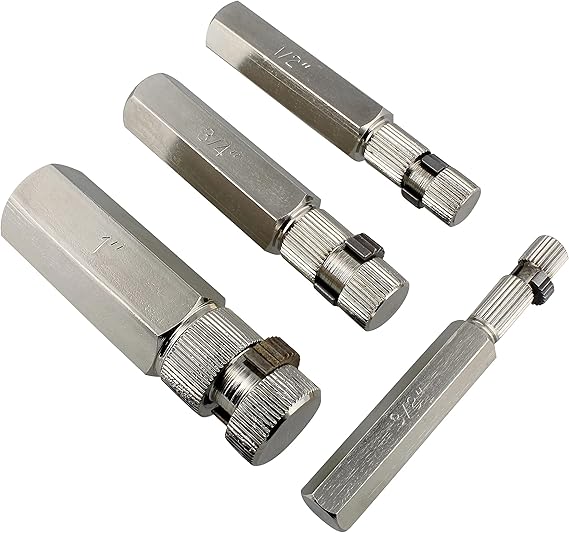 ABN Internal Pipe Removal Tool Pipe Nipple Extractor Set, General Internal Pipe Wrench Set 4pc - 1, 3/4, 1/2, 3/8 Inch
