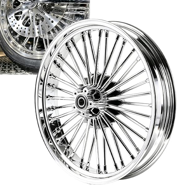 21x3.5 Chrome Fat Spoke Front Wheel for Harley Touring Road King FLHR 09-2025