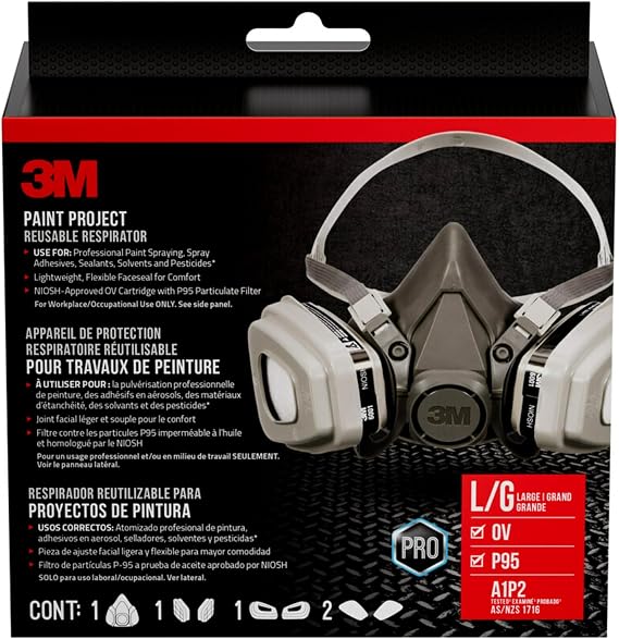 3M P95 / Organic Vapor Paint Project Reusable Respirator 6311, Large Size, NIOSH-APPROVED