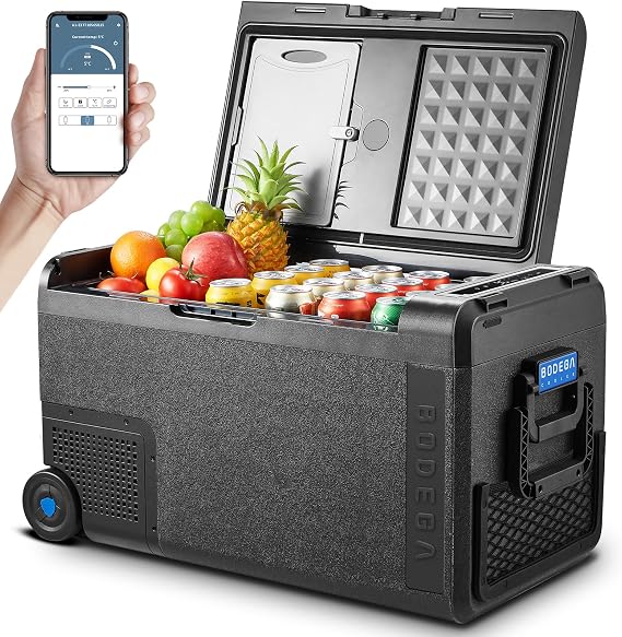 BODEGA BODEGACOOLER 12 Volt Car Refrigerator, 41QT(38.8L) Car Fridge with APP Control, 12V Cooler -4F to 68F, Portable Freezer 12/24V DC & 100-240V AC with Wheels for Outdoor, Truck, Camping, Travel