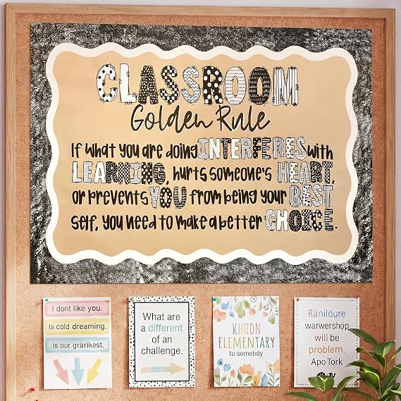 Flutesan 16"x 24" Classroom Golden Rule Poster Back to School Decor Black and White Inspirational Motivational Class Rule Poster for Preschool Middle High School Kindergarten Elementary Teacher Supply