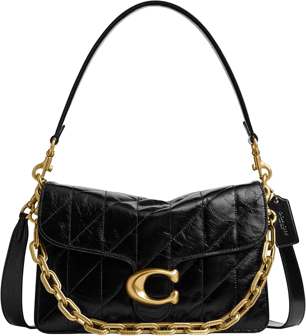 Quilted Glazed Leather Chain Tabby Shoulder Bag with Chain