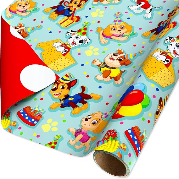 American Greetings 40 sq. ft. Reversible Paw Patrol Wrapping Paper for Birthdays (1 Roll, 30 in. x 192 in.)