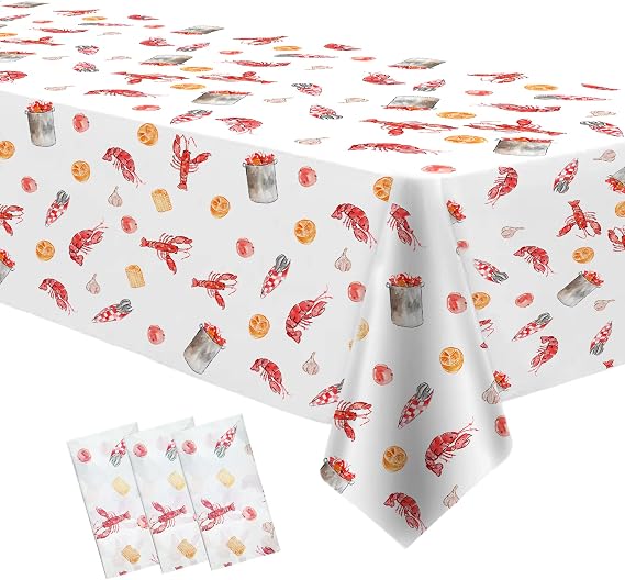 APOWBLS Crawfish Boil Party Tablecloth Decorations, 3 Pack, 54in x 108in