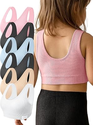 Livona 3 Pack Training Bras for Girls-Sports Bra, Fitness Bra, Padded Everyday Bra Bralette,Crop Cami Tank Top 6-14