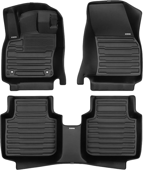 TuxMat - for Volkswagen Tiguan 2018-2024 Models - Custom Car Mats - Maximum Coverage, All Weather, Laser Measured - This Full Set Includes 1st and 2nd Rows Black