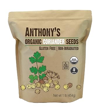 Anthony's Organic Coriander Seeds, 1 lb, Gluten Free, Non GMO, Non Irradiated, Keto Friendly