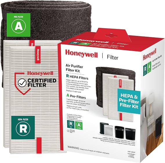 Honeywell HEPA Air Purifier Filter Value Kit, Includes 2 R HEPA Filters and 1 A Pre-Filter Roll with Cutting Template