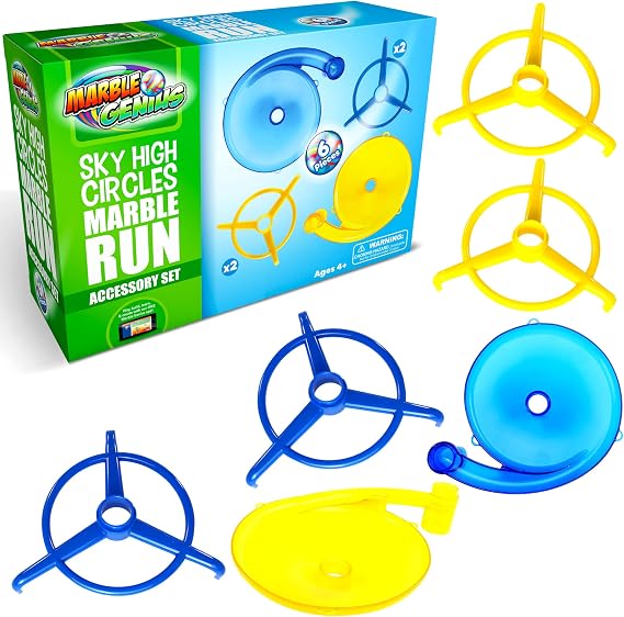 Marble Genius Sky High Circles, 6pcs Marble Run Accessory Set for Kids Ages 4+, Fun Ultimate Gravity-Defying Marble Track Race Add-on Kit for Teens STEM