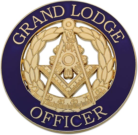 Grand Lodge Officer Round Masonic Auto Emblem - [Gold & Purple][3'' Diameter]