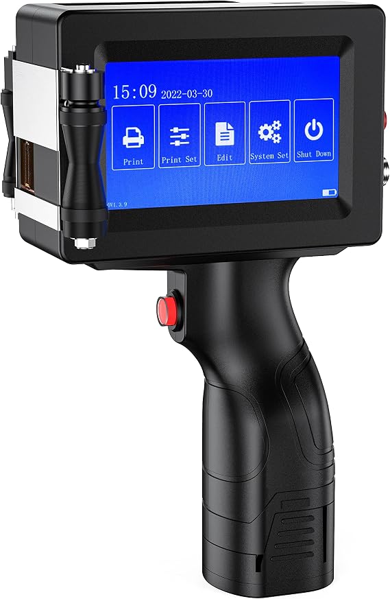 Handheld Printer Portable 1580P1 with 4.3 Inch Touch Screen Quick-Drying Handheld Inkjet Printer Printing Height 0.08-0.5" Barcode/Label/Logo/QRCode/Date/Batch Number/Barcode