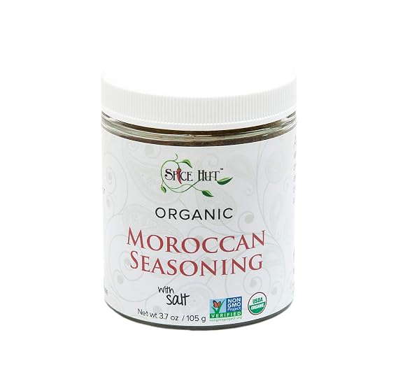The Spice Hut Organic Moroccan Seasoning, Mediterranean Spice Blend Flavor for Meat/Vegetables/Chicken, with Salt 3.7 Ounce