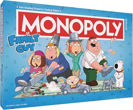Monopoly: Family Guy Board Game, Featuring Banana Brian, Giant Chicken, Rupert and More, Buy, Sell, Trade Quahogs Locations from McBurgertown to Wild West Ranch, Officially Licensed Family Guy Game