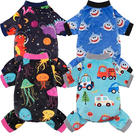 4 Pack Dog Pajamas Soft Lightweight Dog Recovery Suit Onesie Clothes for Large Female Pet Boys Girls Dogs Cats XXL (Back: 15",Chest: 20.5",18-25lbs)