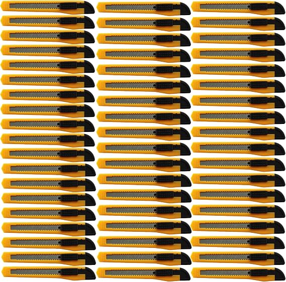 50x Bulk Small Yellow Utility Knife Box Cutters Snap Off Blade 9MM Blade