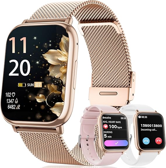 Smart Watches for Women Answer/Make Calls, 1.83" Fitness Tracker Watch with Heart Rate Monitor, 113+ Sport Modes, Pedometer, Sleep Monitor, IP68 Waterproof, Smartwatch for Android/iOS (Rose Gold)