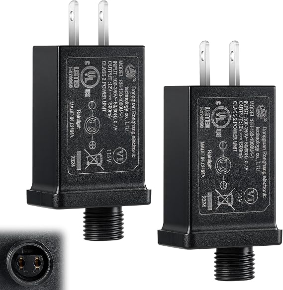 2 Pack Replacement Yard Inflatable Adapters, Low Voltage Transformers US Plugs