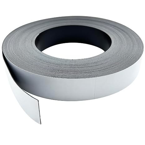 Flexible Magnet Strip with White Vinyl Coating, 1/32" Thick, 1" Height, 50 Feet, Scored Every 3", 1 Roll with 197-1" x 3" Pieces (1 pack) ZGN03040W/WKS50S3
