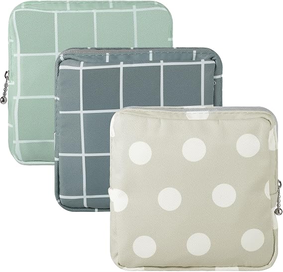 Ymapinc 3Pcs Sanitary Napkin Storage Bag Period Bags for Teen Girls for School Period Pouch Portable Tampon Storage Pouch for Women Ladies with Zipper Feminine Necessities