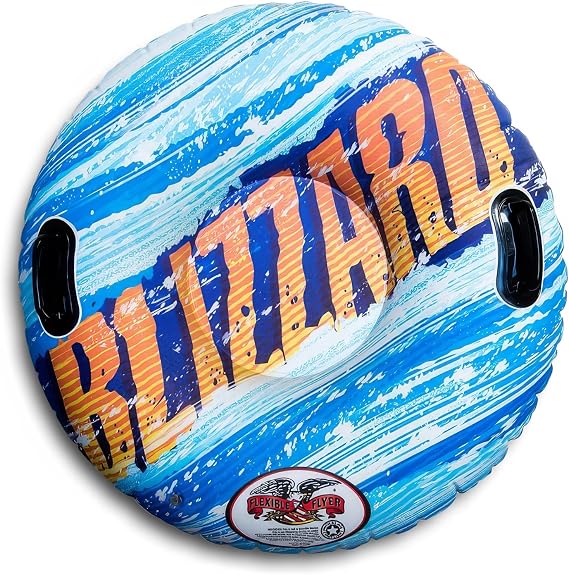 Flexible Flyer 39" Blizzard Snow Tube - Solo Inflatable Snow Sled and Water Pool Float for Year-Round Fun - Heavy Duty Sled with Handles for Kids and Adults