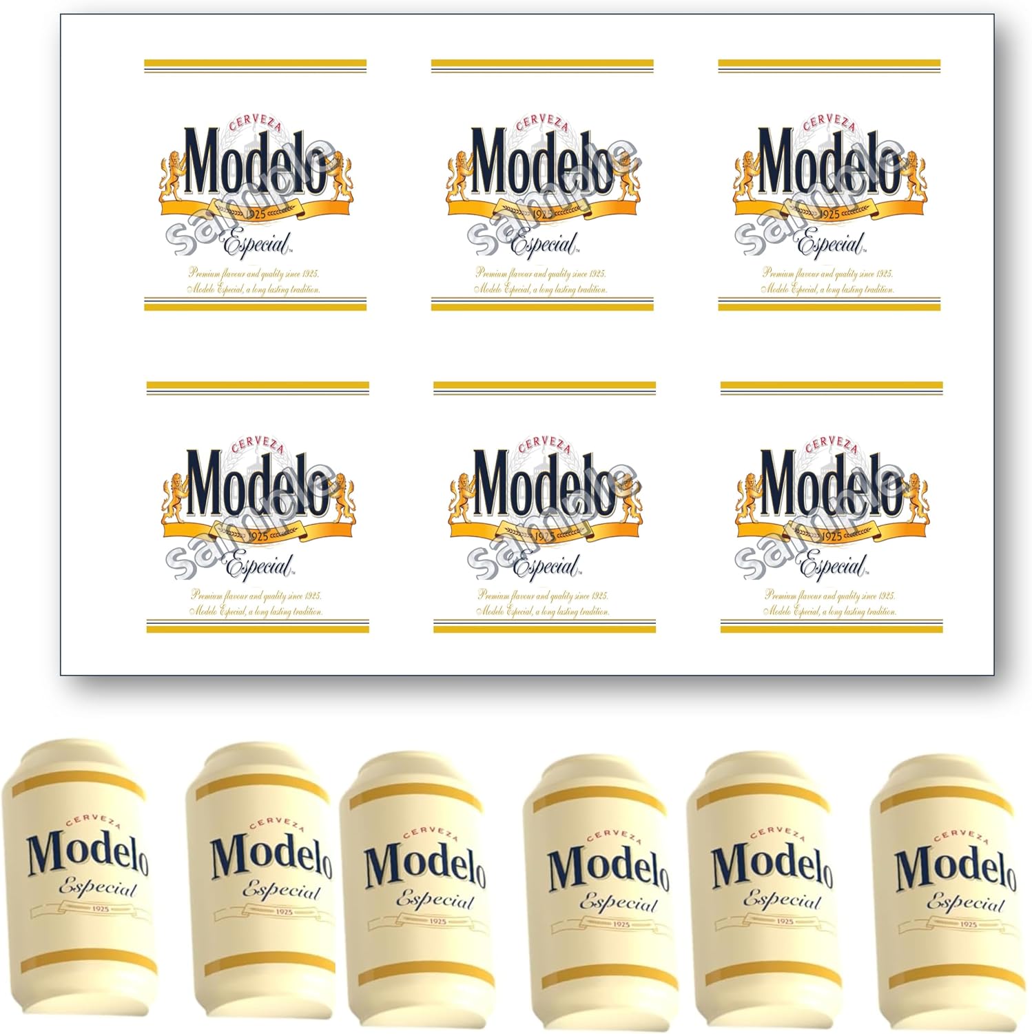 Modelo transfer para Gelatina beer, edible image for jelly art topper printed in wafer paper. or Bond regular paper Party supplies decoration. 6 Jelly sticker 2.6 x 3"
