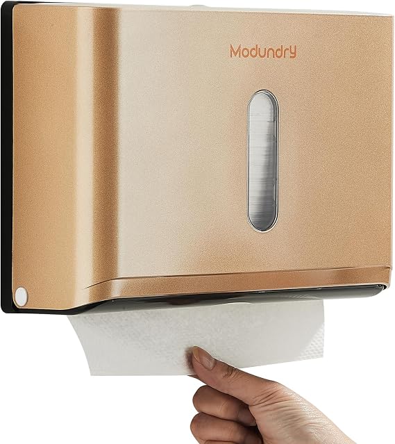 Paper Towel Dispenser, Wall-Mounted Multifold Hand Paper Towel Dispenser, Commercial Hand Towel Dispenser for Kitchen Bathroom Hotel Resturant, Holds 200 Paper,Gold
