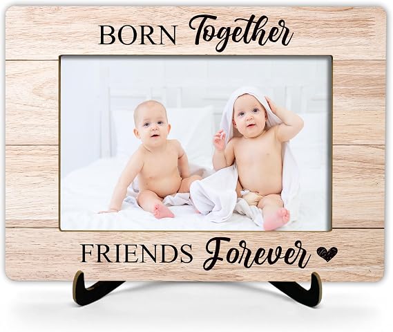 Baby Picture Frame for Twins - Photo Frame With Stand, Gift for Boy Girl, Mom Dad - Baby Shower Baptism Christmas - 6x8 Tabletop Decor, Fits 4x6 Inches Photo(27)