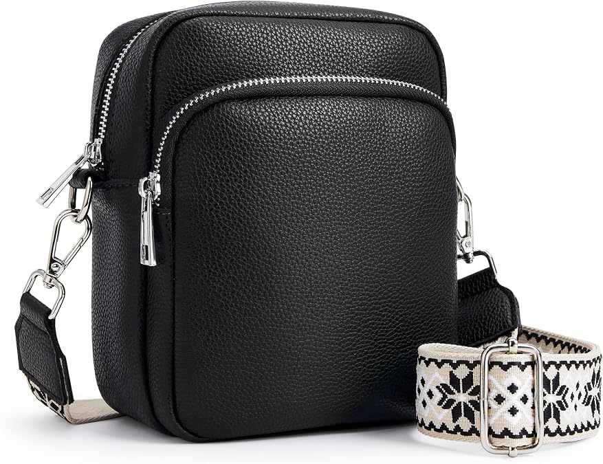 KALIDI RFID Phone Bag Small Crossbody Bag Women Shoulder Purse Vegan Leather Zipper Pockets Travel Shopping Daily