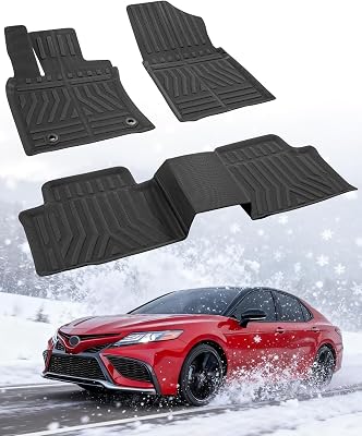 Car Floor Mats for Toyota Camry: 2018-2024 FWD Not for AWDHybrid, All Weather Accessories Rubber Floor Liners Custom Fit for Camry 2024 2023 2022 2021 2020 2019 2018 Models Front Rear Carpet Black