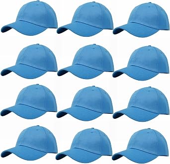 Glory Max Wholesale 12-Pack Plain Baseball Cap Adjustable Solid Blank Curved Visor Hat