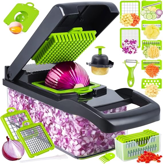 15 in 1 Vegetable Chopper, Newest Design Onion Chopper,Multifunctional Chopper Vegetable Cutter, Salad Chopper Professional Food Chopper for Effortlessly Chopping, Slicing and Dicing Veggies