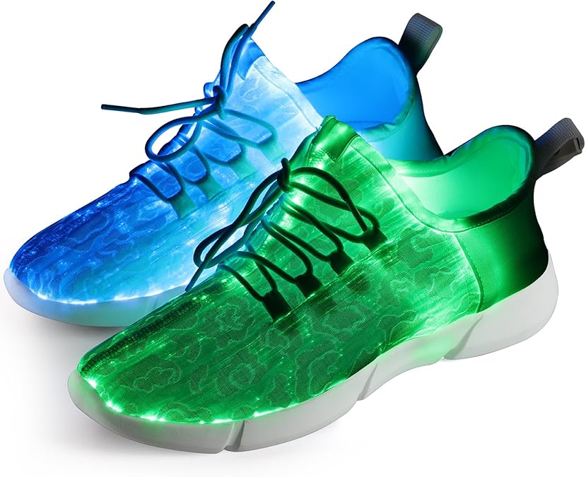 Shinmax LED Light Up Shoes for Women Men, USB Rechargeable Fiber Optic Glowing Sneakers, Luminous Flashing Shoes for Dancing, Festivals, Parties
