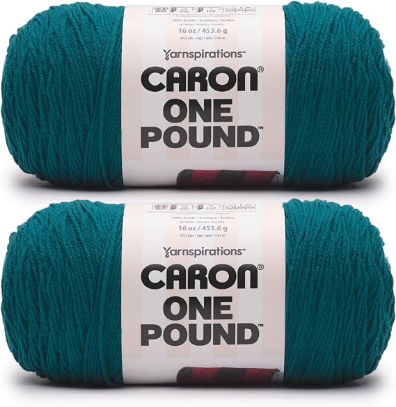 Caron One Pound Soft Yarn for Crocheting & Knitting, Deep Sea Teal, 2-Pack