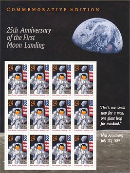 USPS Commemorative Edition 25th Anniversary of The First Moon Landing (Neil Armstrong July 20, 1969) (Sheet of 12) 29 Cent Postage Stamps 1994 Scott #2841