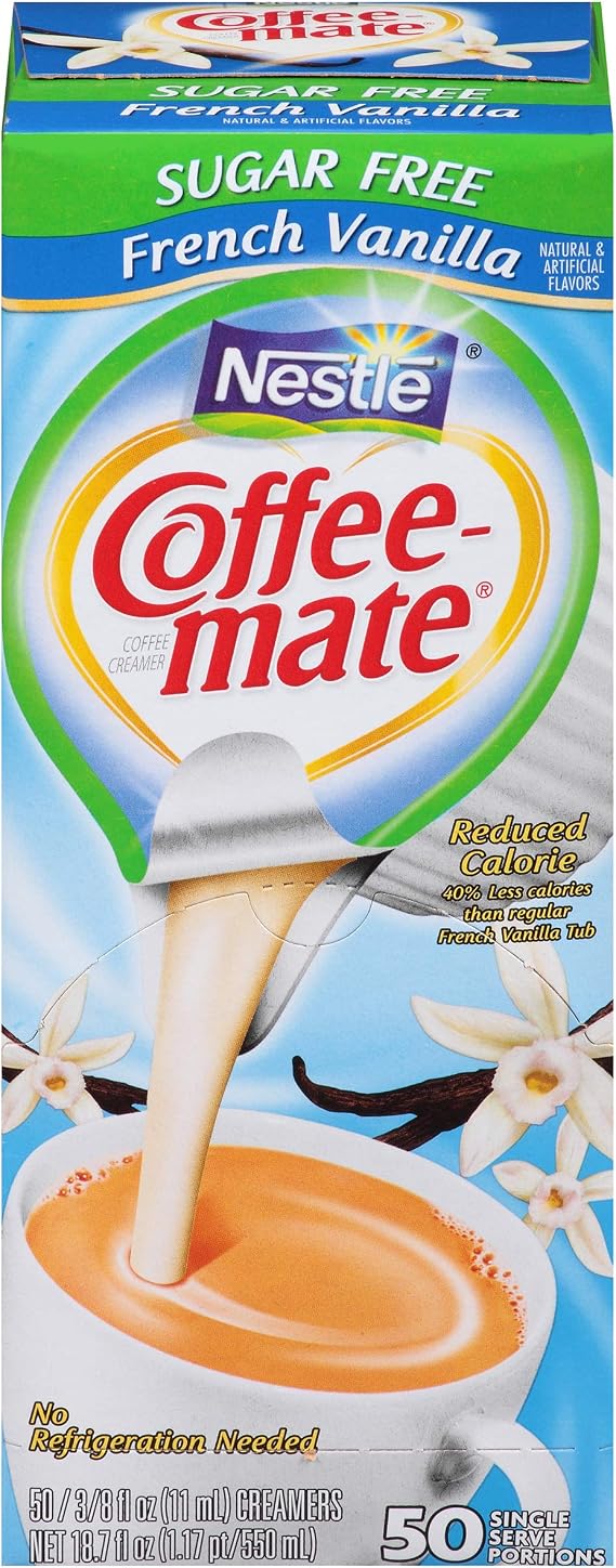 Nestle Coffee-Mate Sugar Free French Vanilla Liquid Coffee Creamer 550 ml (50 Creamers) Low Carb, Low Fat