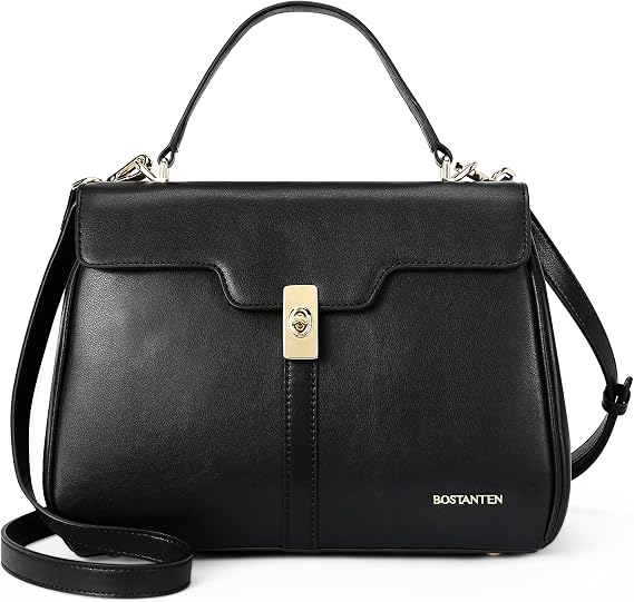BOSTANTEN Women Leather Handbag Designer Top Handle Satchel Shoulder Bag Crossbody Purses Black-2