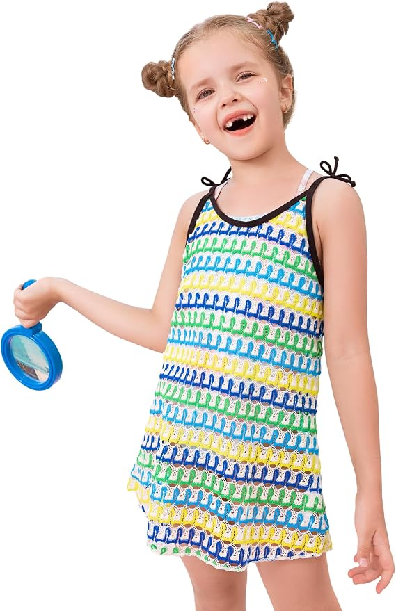 Angel season Girls Swimsuit Cover Up Kids Bathing Suit Rash Guard Swim Coverup Beach Bathing Suit Size 5-14 Years