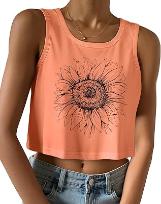 Womens Crop Tops Sleeeveless Cropped Tank Summer Scoop Neck Casual Loose Fit Basic Shirts