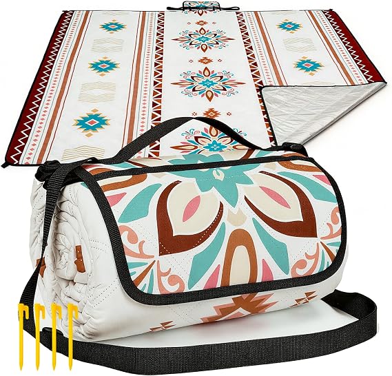 HAUSPROFI Waterproof Picnic Blanket 2026 NEW Model – 200 x 200 cm, Large Picnic Mat with Carrying Handle Foldable Ideal for Camping, Beach, Garden &amp; Outdoor, Machine Washable