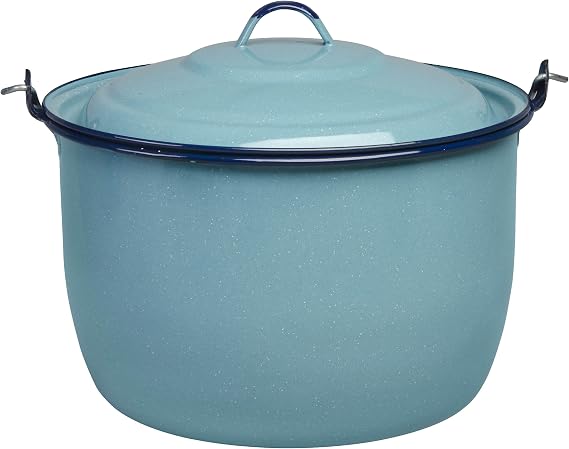 Cinsa Authentic Hispanic Convex Kettle with Lid None, 8 Quart, Turquoise Blue