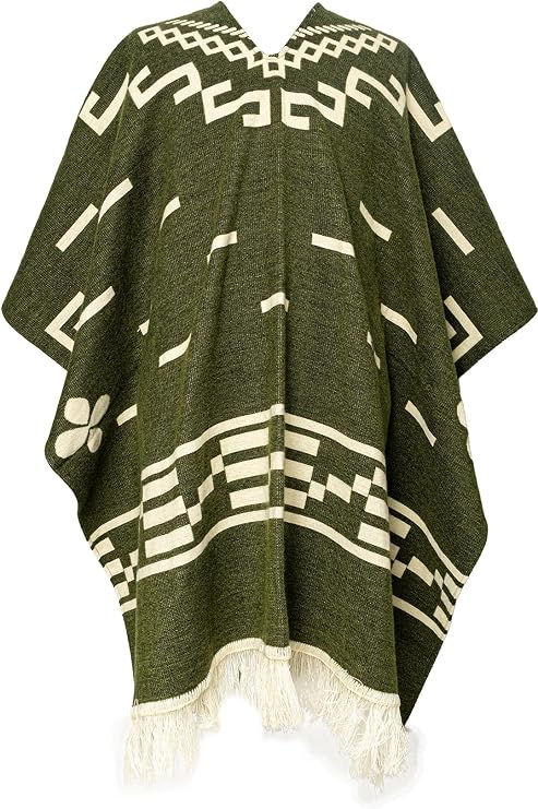 Poncho Alpaca Wester Style Clint Eastwood Geometric Andean Handmade Artisan Ecuador Soft and Warm