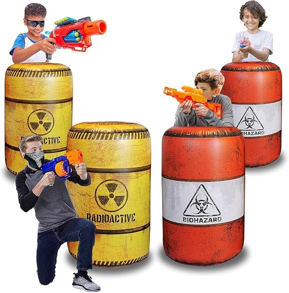 4 Pack Inflatable Battle Battlefield Barrels,Great for Party Laser Tag Gun Game Battle Obstacles by Ninostar