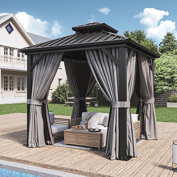 8 Ft. W X 8 Ft. D Patio Gazebo with Double Roof