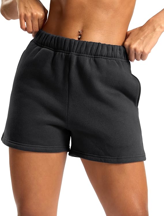 Soothfeel Women's Sweat Shorts with Pockets High Waisted Comfy Athletic Lounge Cotton Shorts for Women Casual Summer