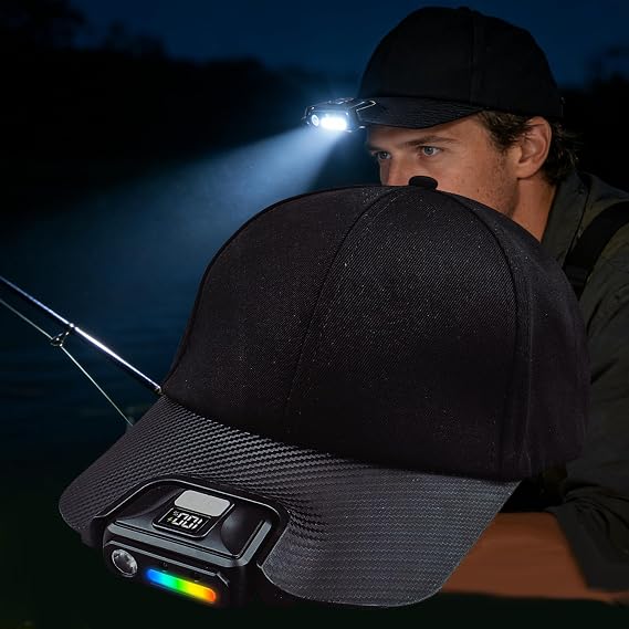 LED Headlamp Hat,Hat Light Clip On Visor Light,Baseball Cap Headlamps | Waterproof, High-Intensity, Rechargeable, 180 Adjustable, Hands-Free