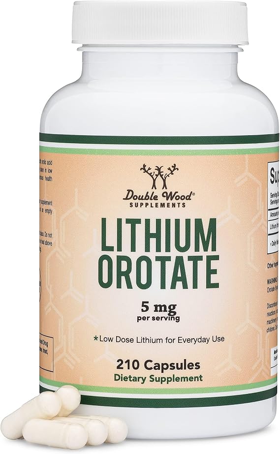 Lithium Orotate 5mg Elemental, Mood + Calm Support, 210 Capsules | Mood + Calm Supplement, 5mg Elemental Lithium, Single-Ingredient (No Blends), Emotional Wellness + Clarity, Vegan