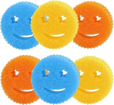 HELIME Scrub Sponges Dish Scrubber, Non Scratch Multi Functional Color Sponge, Dual Sided Temperature Controlled Pads, Safe for Household Cleaning, Mess and Odor Resistant BPA Free Polymer Foam