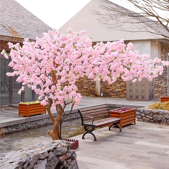 Artificial Cherry Blossom Trees Blossom Tree Handmade Fake Vines Flowers with Realistic Veins for Indoor & Outdoor Home Office Party Decor